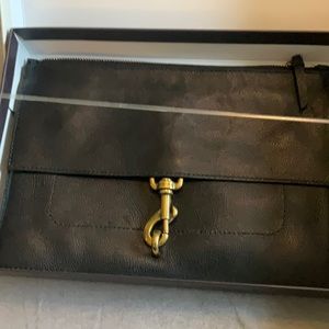 Etienne Aigner Large Black Leather Clutch/Pouch w Card Holder.
